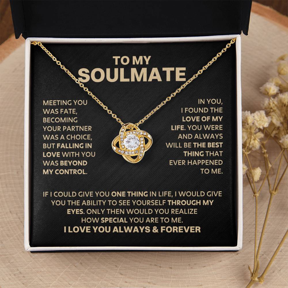To My Soulmate - Gold LoveKnot Necklace - DD029