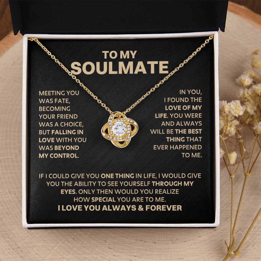 To My Soulmate - Gold LoveKnot Necklace - DD030