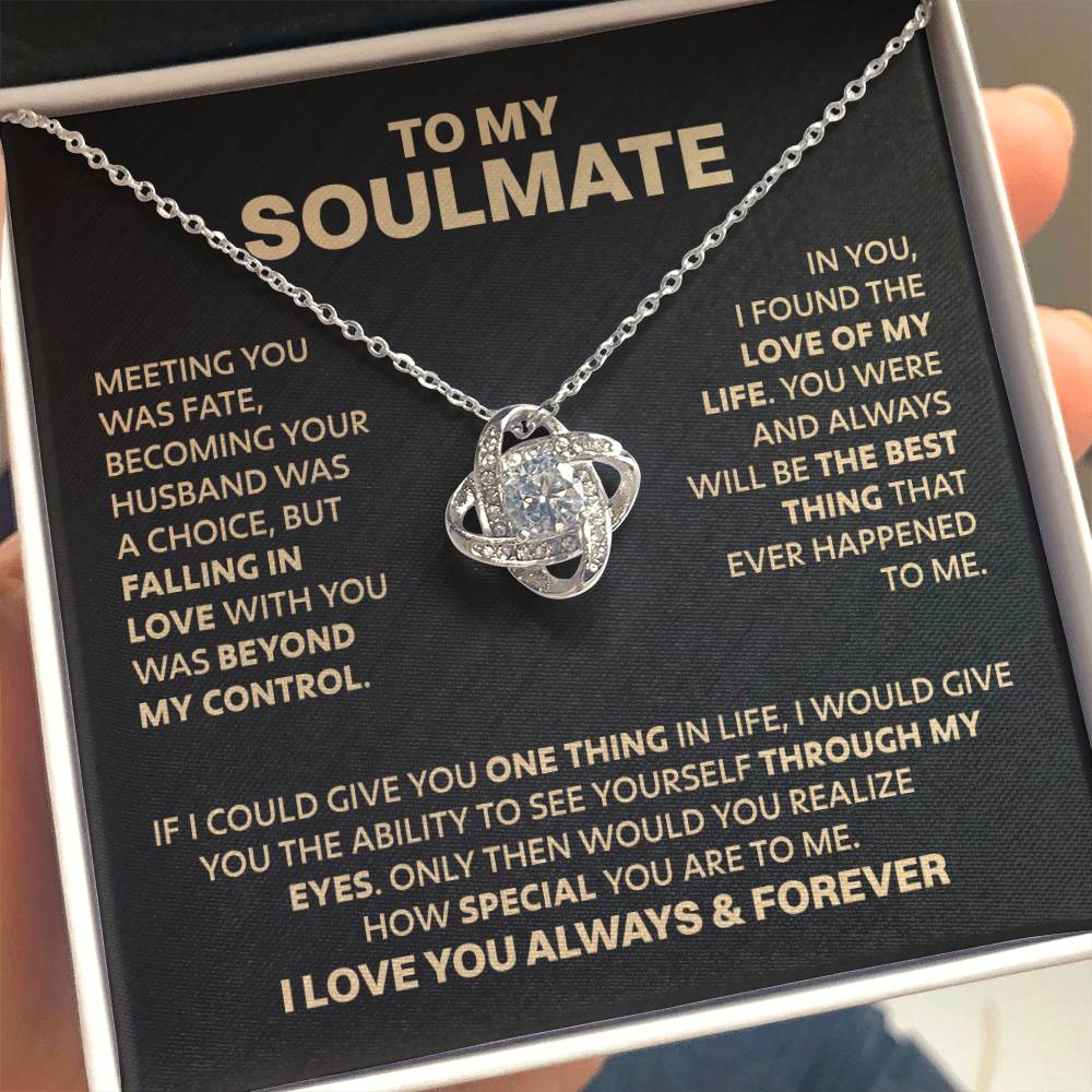 To My Soulmate - Gold LoveKnot Necklace