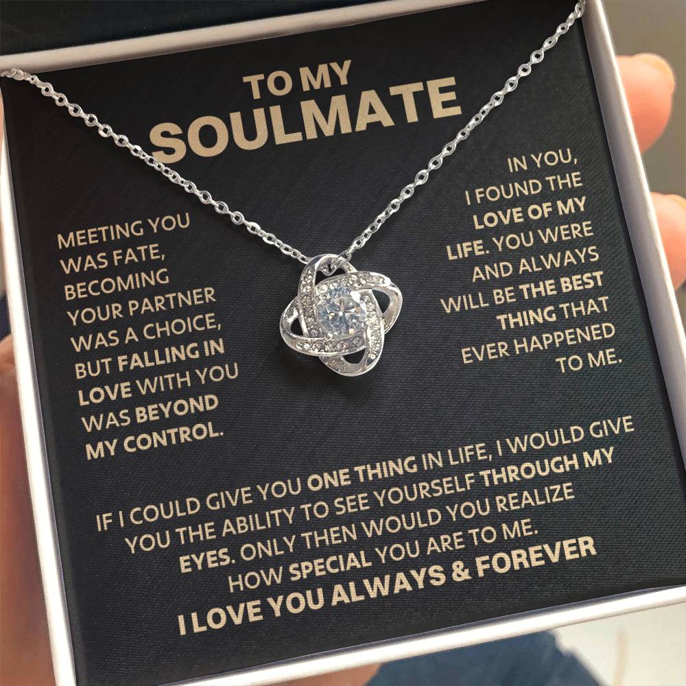 To My Soulmate - Gold LoveKnot Necklace - DD029