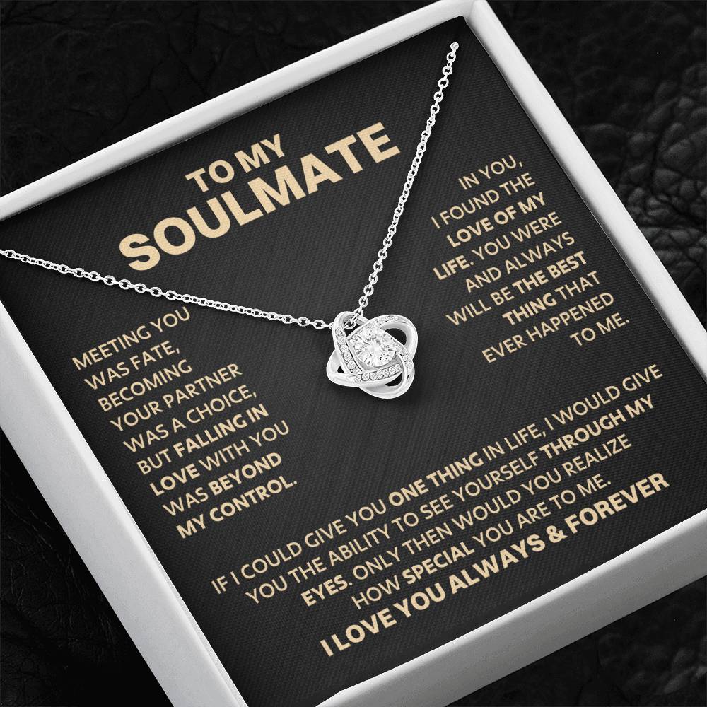 To My Soulmate - Gold LoveKnot Necklace - DD029