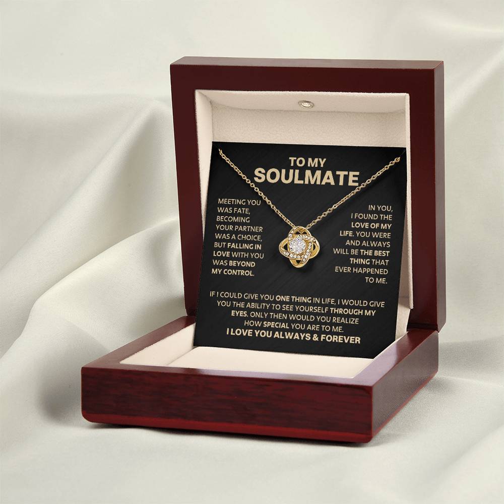 To My Soulmate - Gold LoveKnot Necklace - DD029