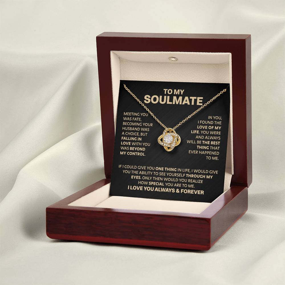 To My Soulmate - Gold LoveKnot Necklace