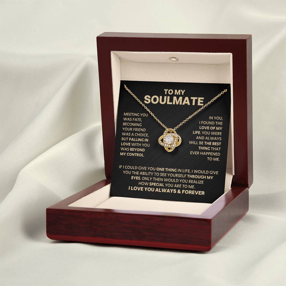 To My Soulmate - Gold LoveKnot Necklace - DD030