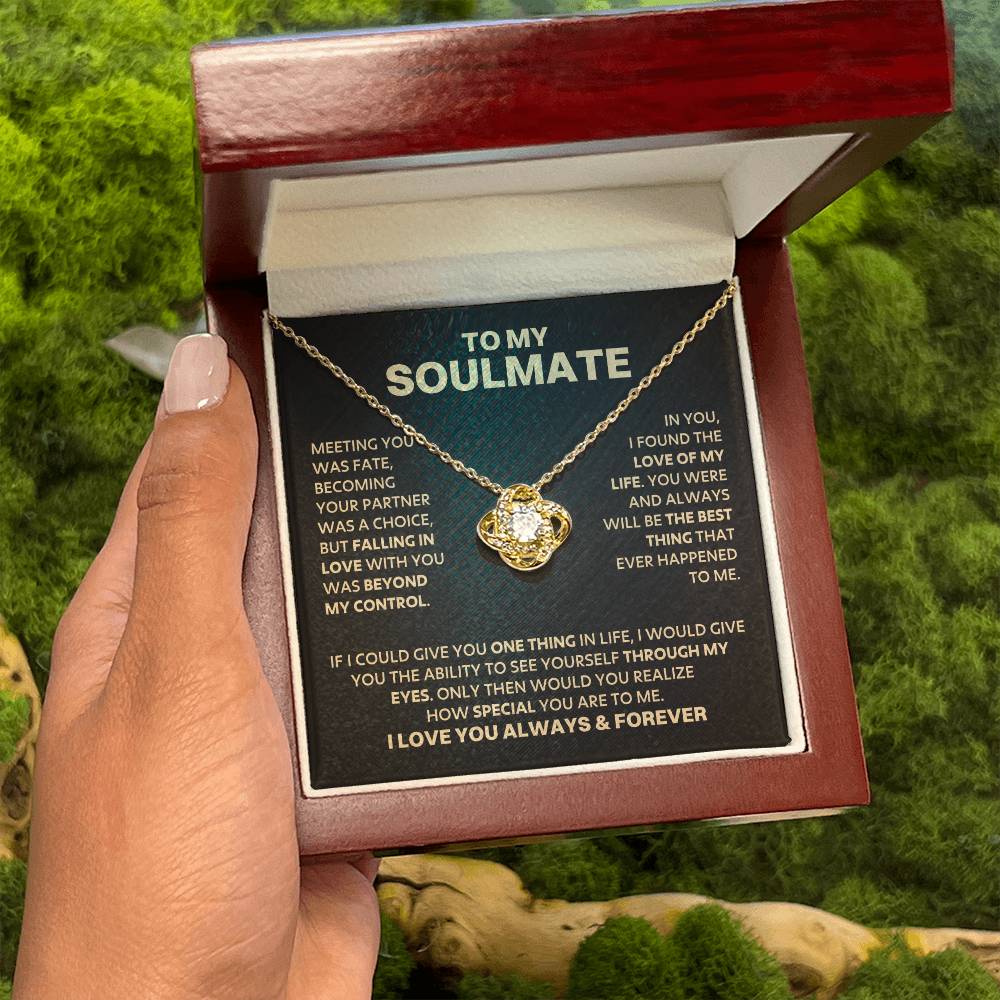 To My Soulmate - Gold LoveKnot Necklace - DD029