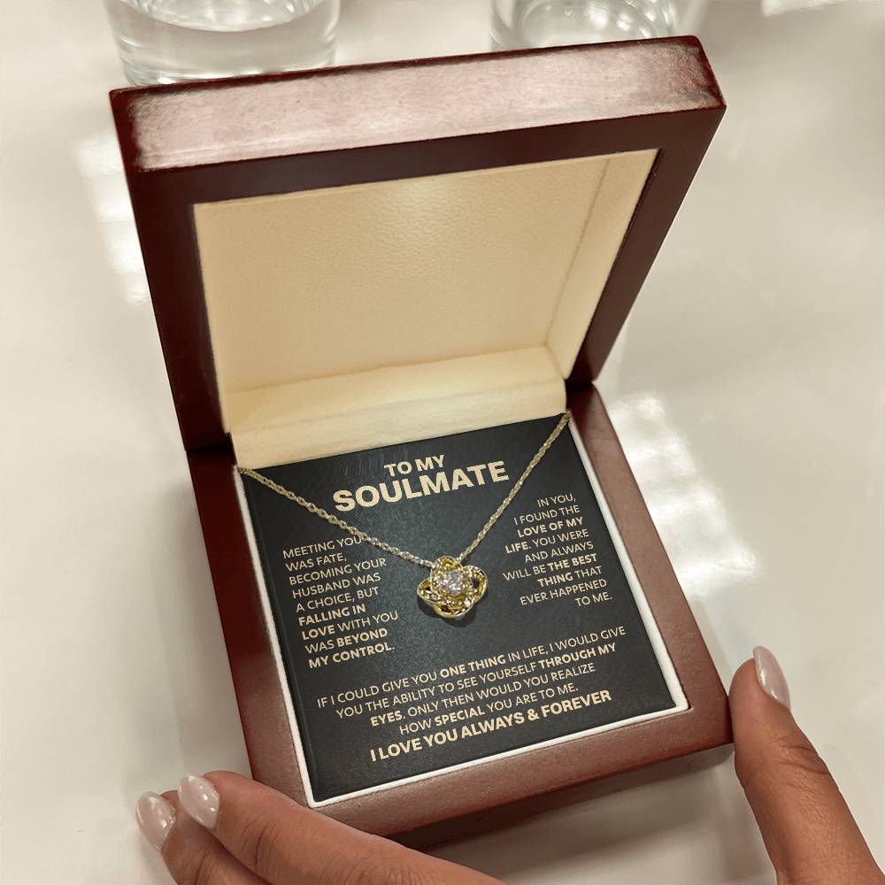 To My Soulmate - Gold LoveKnot Necklace