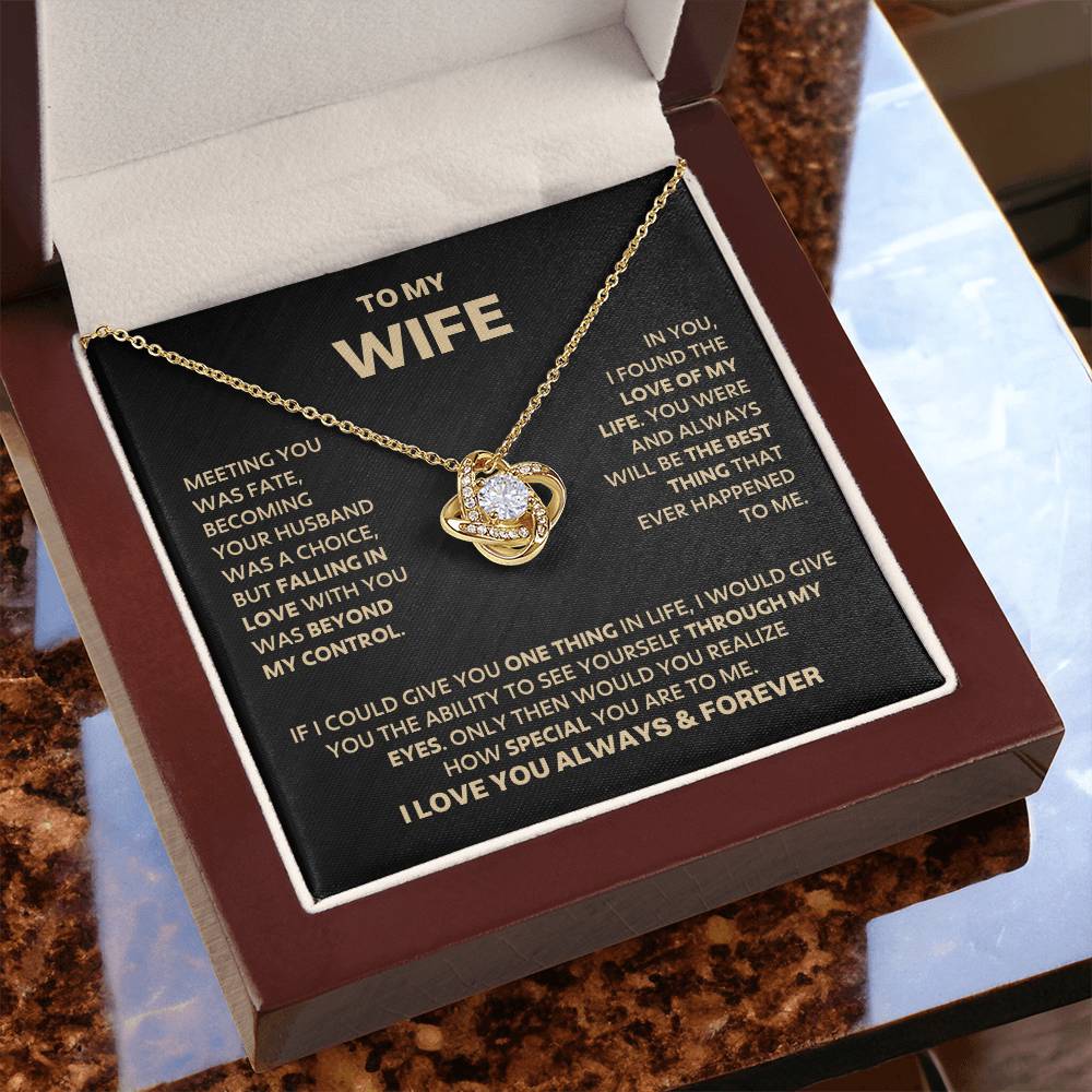 To My Wife - Gold LoveKnot Necklace
