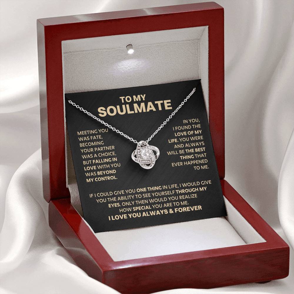 To My Soulmate - Gold LoveKnot Necklace - DD029