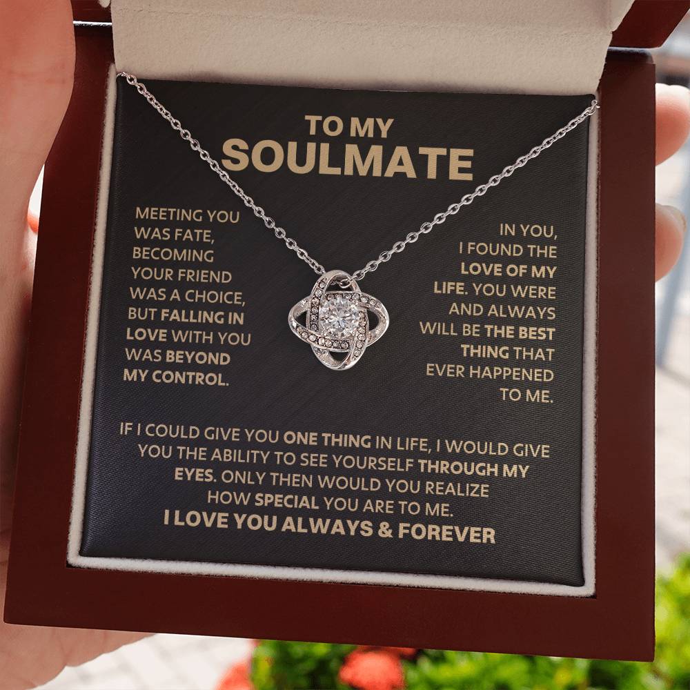 To My Soulmate - Gold LoveKnot Necklace - DD030