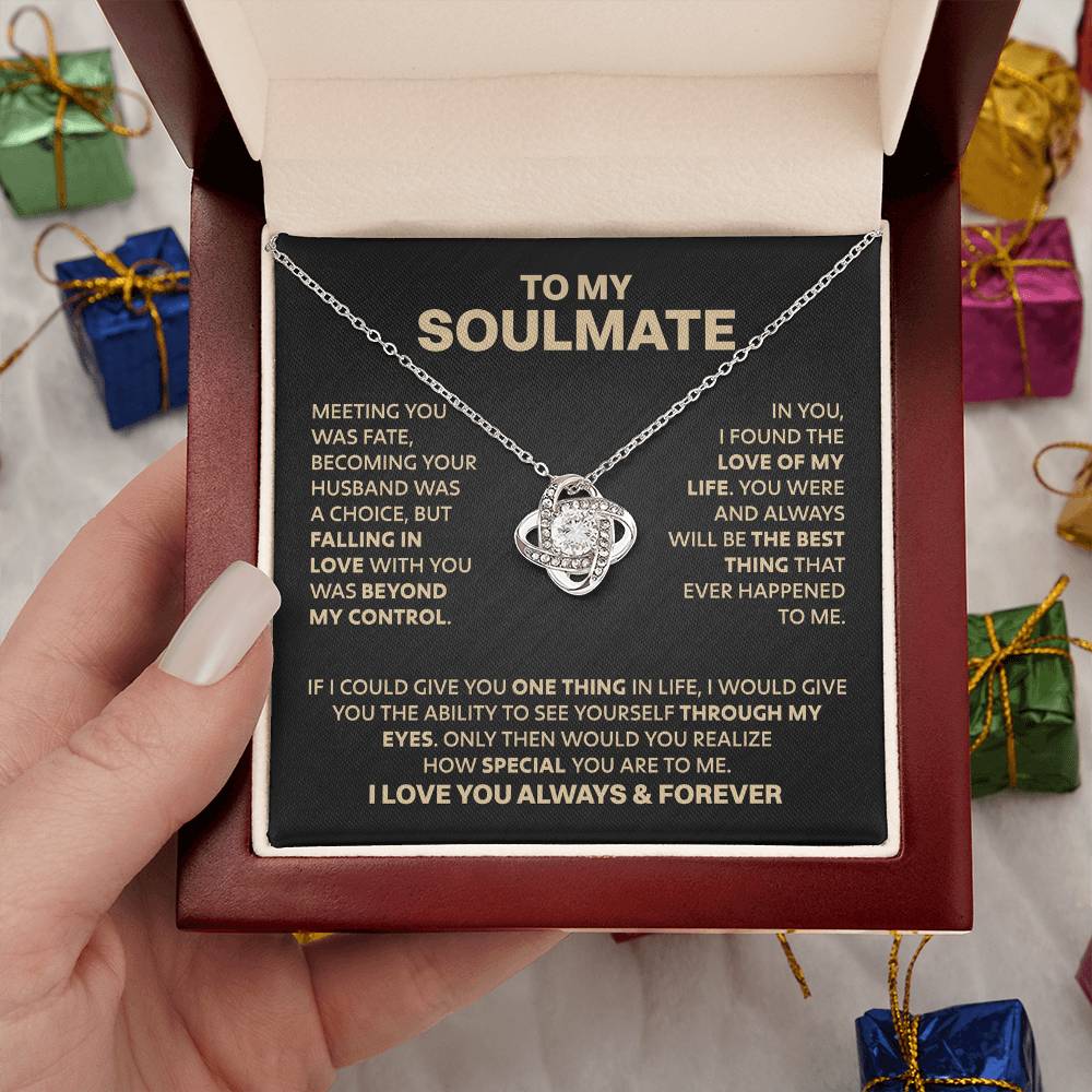 To My Soulmate - Gold LoveKnot Necklace