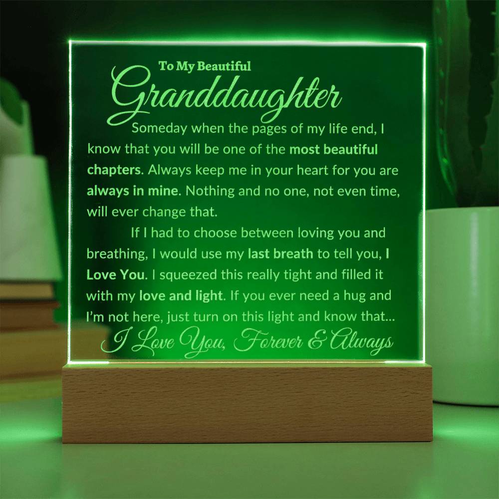 Beautiful Granddaughter Gift "Love and Light" Premium Engraved Acrylic NightLight