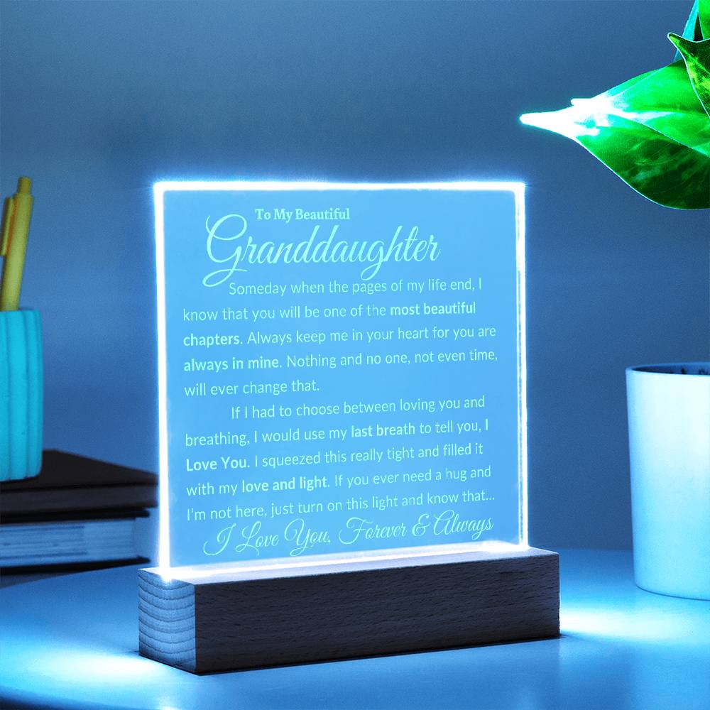 Beautiful Granddaughter Gift "Love and Light" Premium Engraved Acrylic NightLight