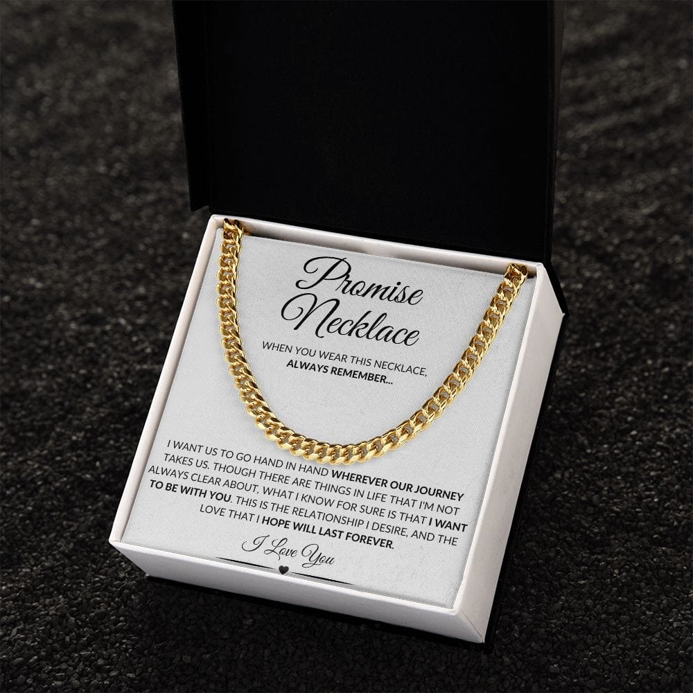 Polished Stainless or 14k Yellow Gold | Promise Necklace | Cuban Link Chain