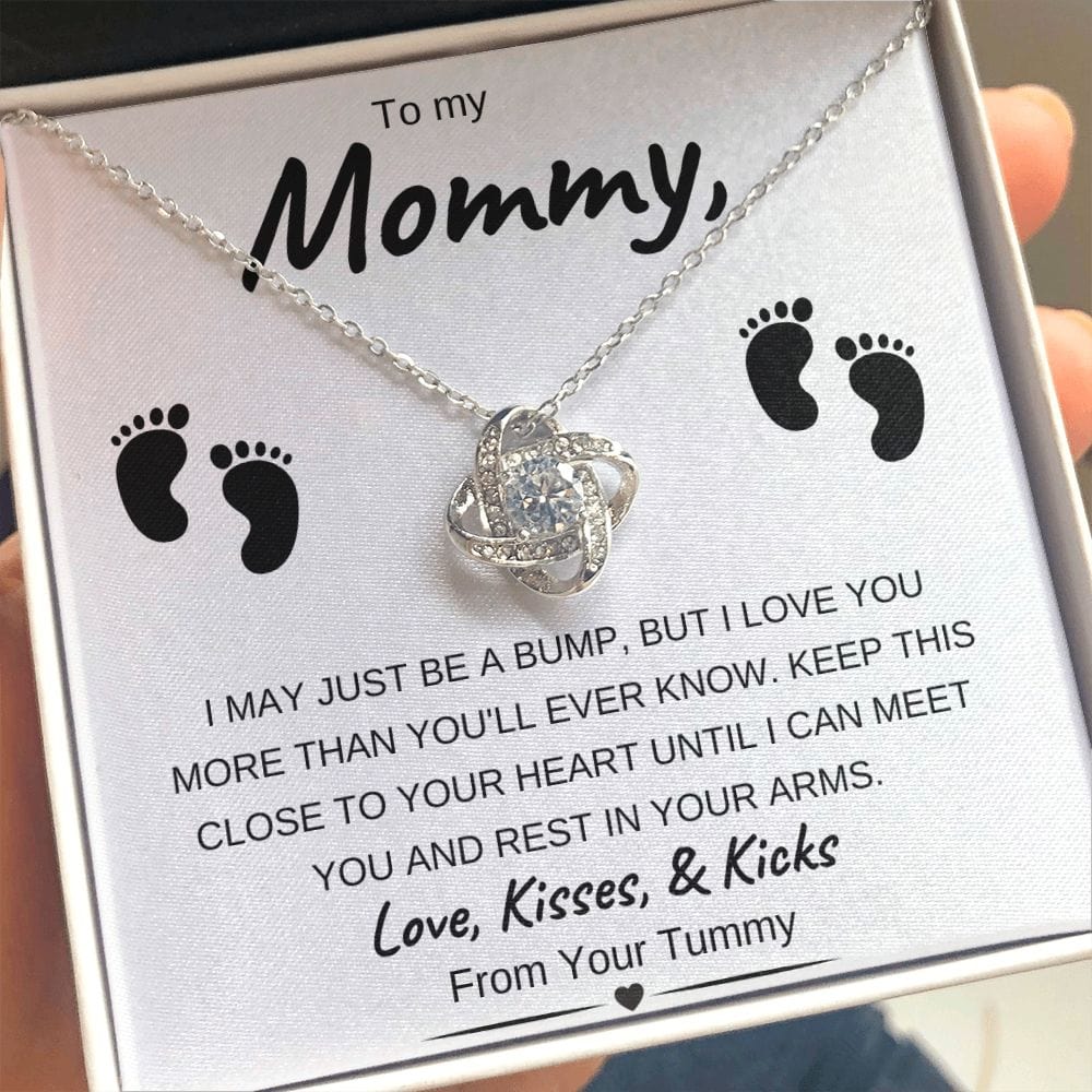 14k White Gold or 18k Yellow Gold | To My Mommy | Love Knot Necklace