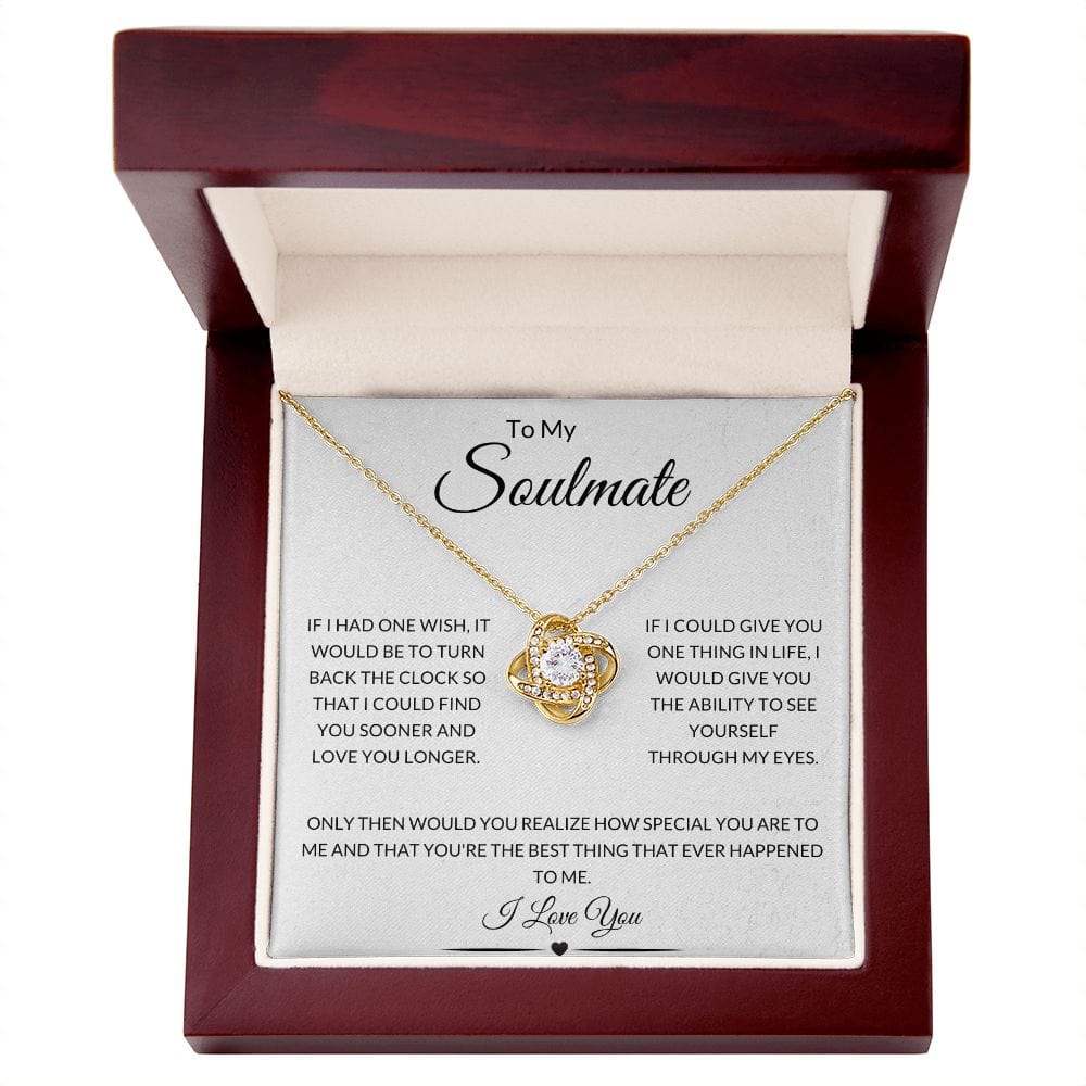 14k White Gold or 18k Yellow Gold | To My Soulmate | LoveKnot Necklace
