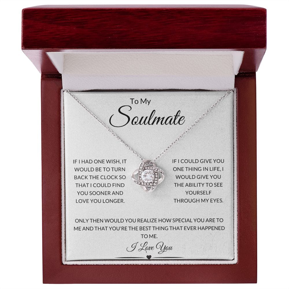 14k White Gold or 18k Yellow Gold | To My Soulmate | LoveKnot Necklace