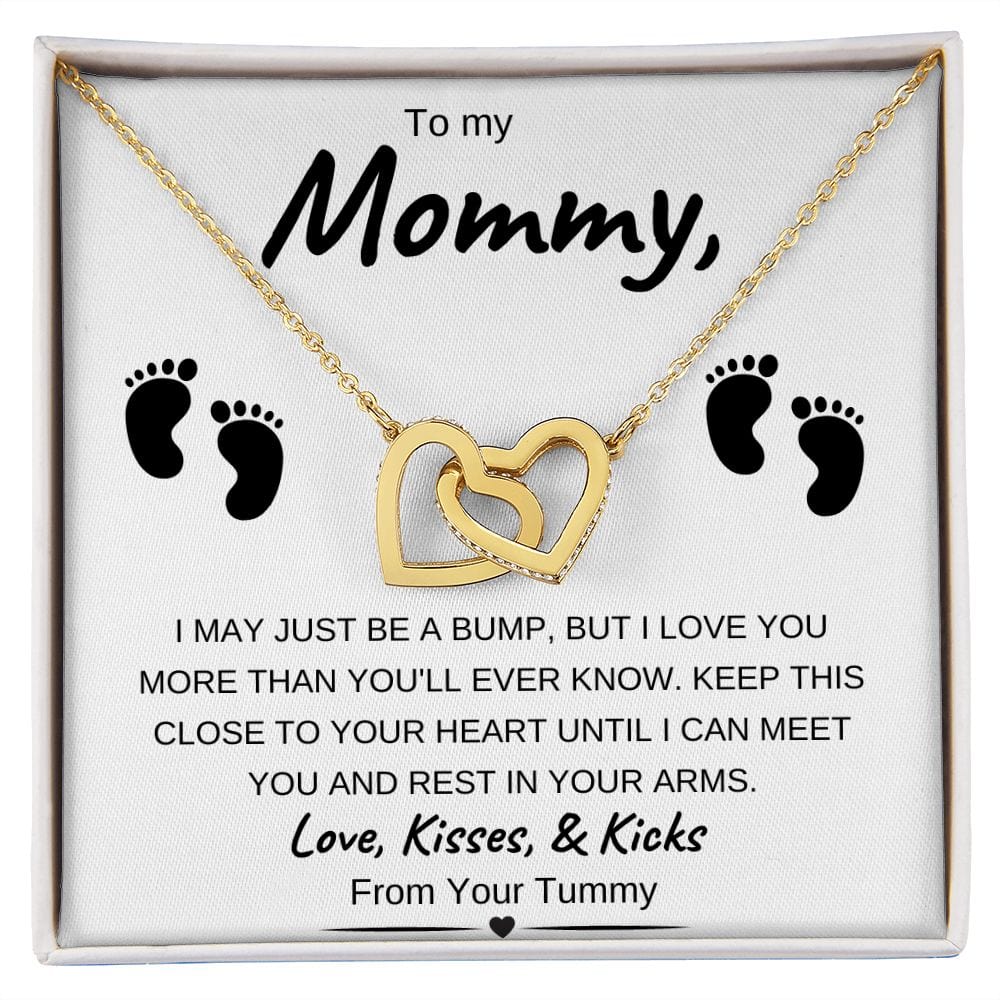 Rose Gold or 18k Yellow Gold | To My Mommy | Interlocking Hearts Necklace