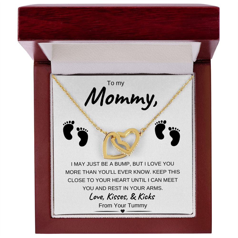 Rose Gold or 18k Yellow Gold | To My Mommy | Interlocking Hearts Necklace