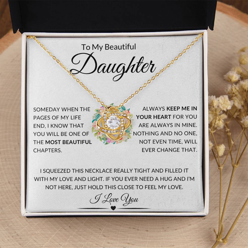 To My Beautiful Daughter - LoveKnot Necklace