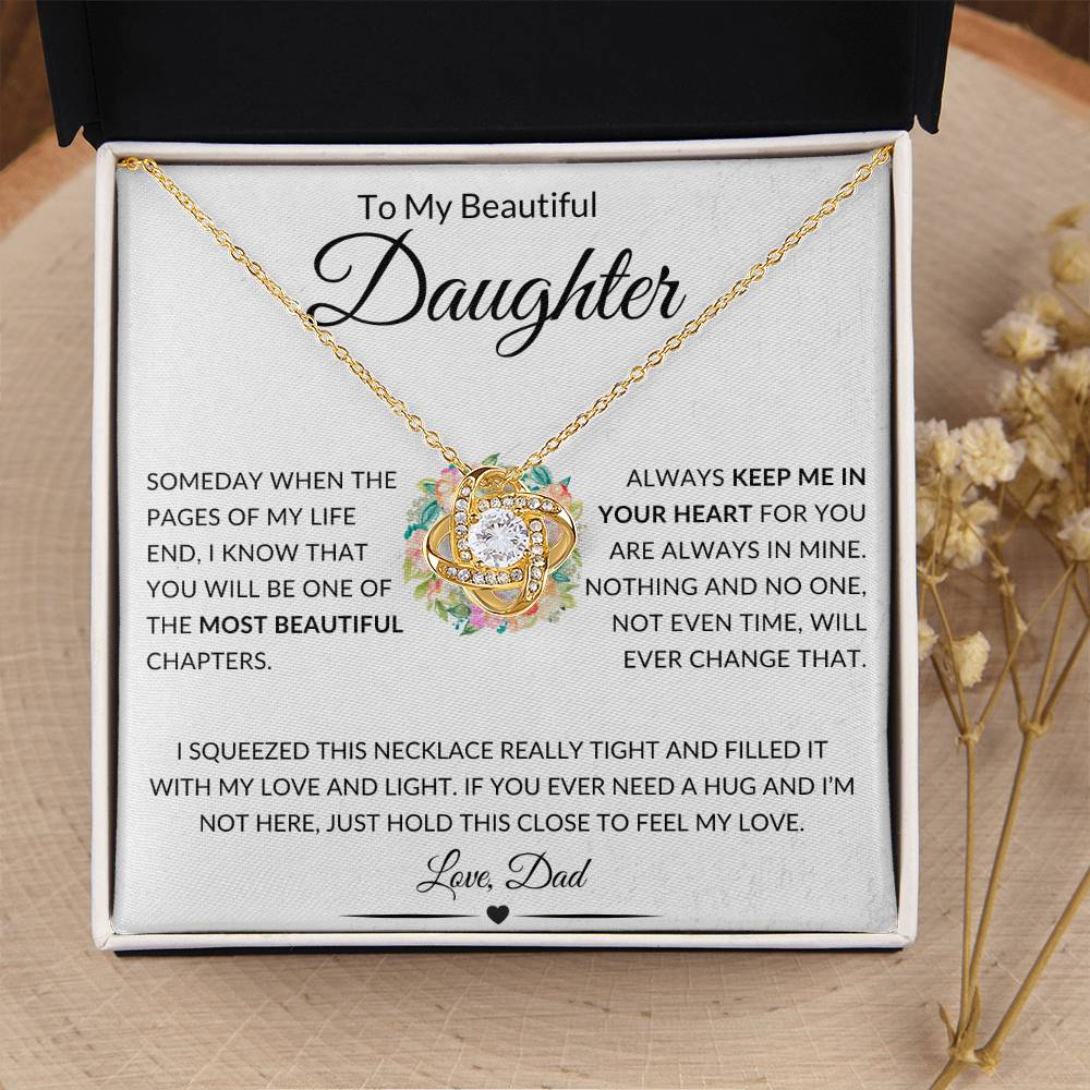 To My Beautiful Daughter Love Dad - LoveKnot Necklace