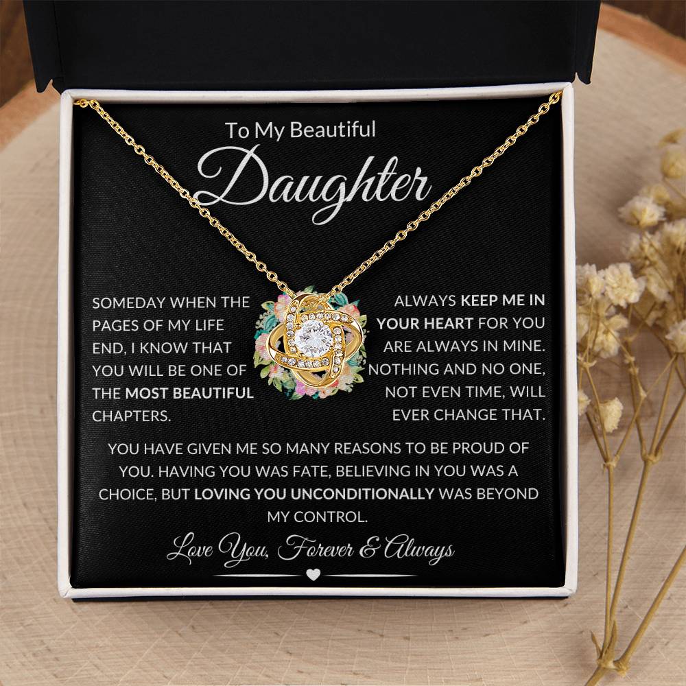 Beautiful Gift For Daughter "Always Keep Me In Your Heart" Knot Necklace - Black