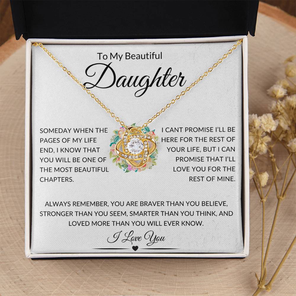 Beautiful Daughter Gift "Always Remember I Love You" Knot Necklace