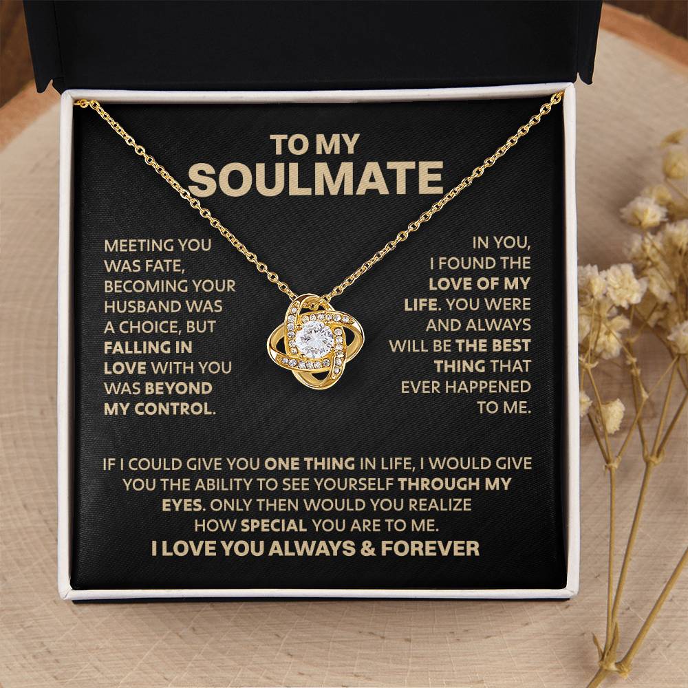 To My Soulmate - Gold  LoveKnot Necklace