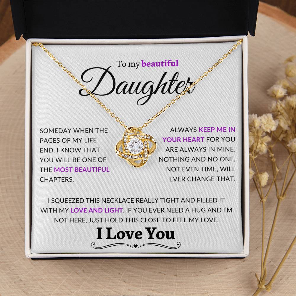 Beautiful Daughter Gift "Love and Light" Gold Knot Necklace