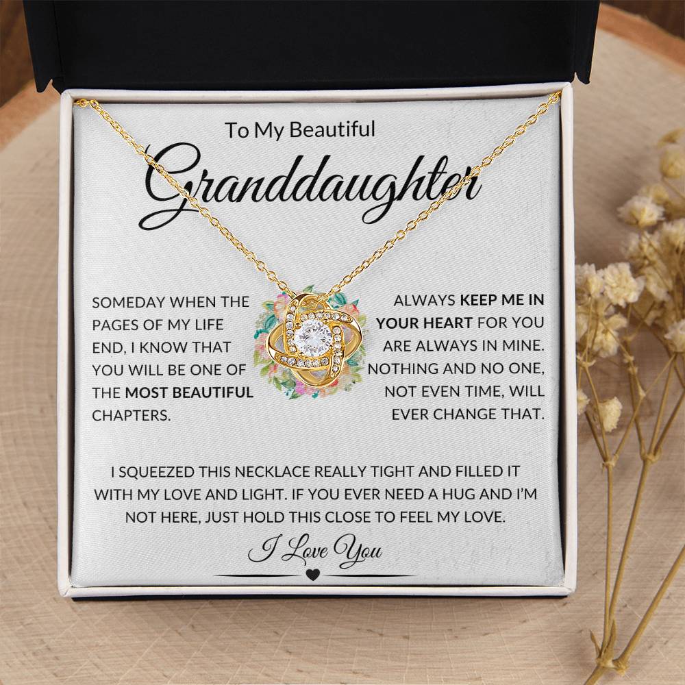 Beautiful Granddaughter Gift "Always Keep Me In Your Heart" Knot Necklace