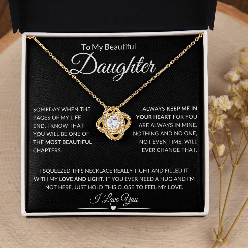 Beautiful Daughter Gift "Love and Light" Gold Knot Necklace