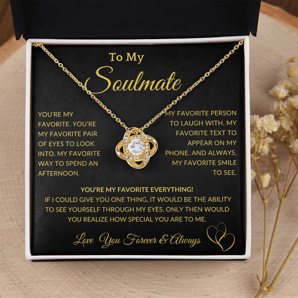 Gift for Soulmate "You Are My Favorite" Gold Knot Necklace