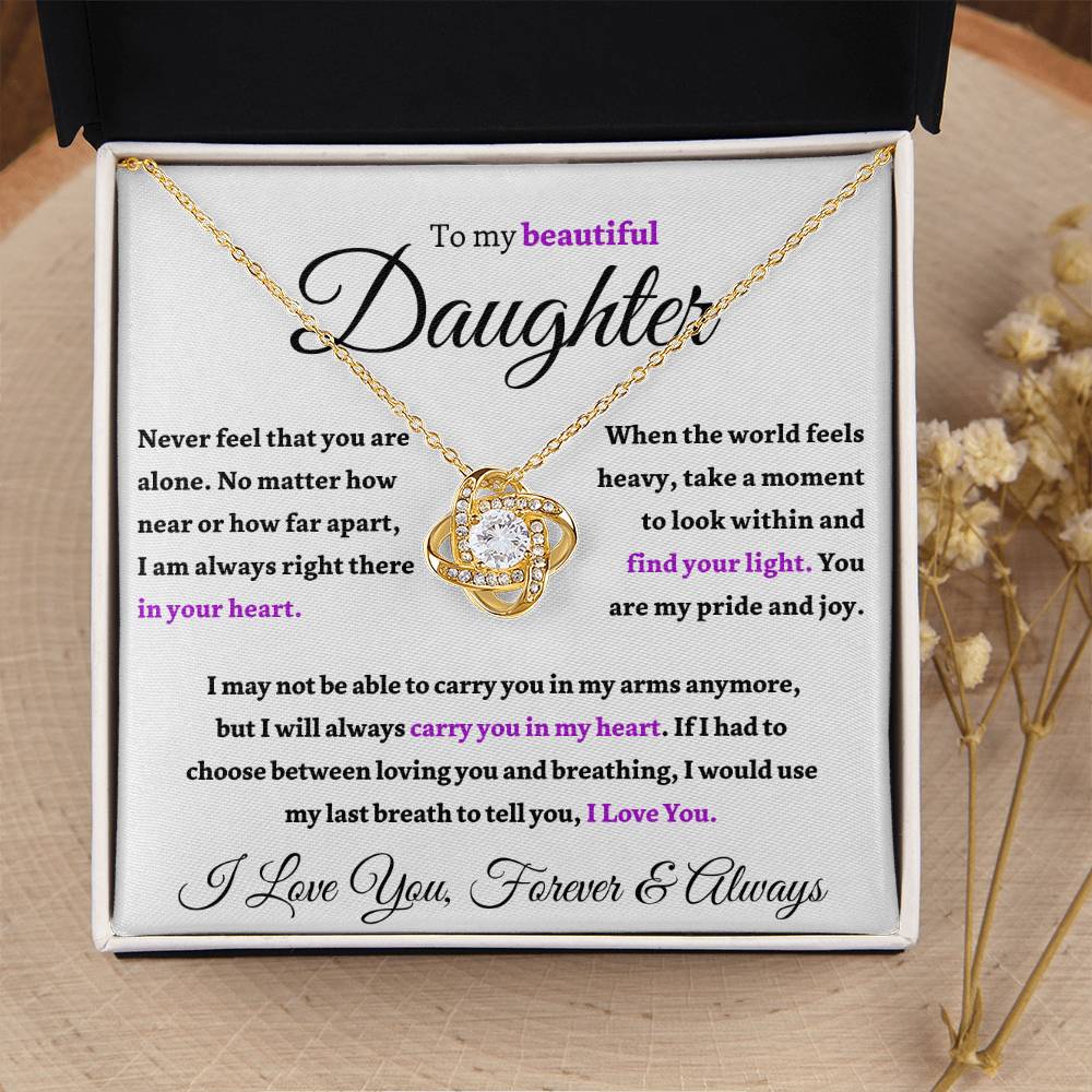 Beautiful Daughter Gift "Forever and Always" Gold Knot Necklace