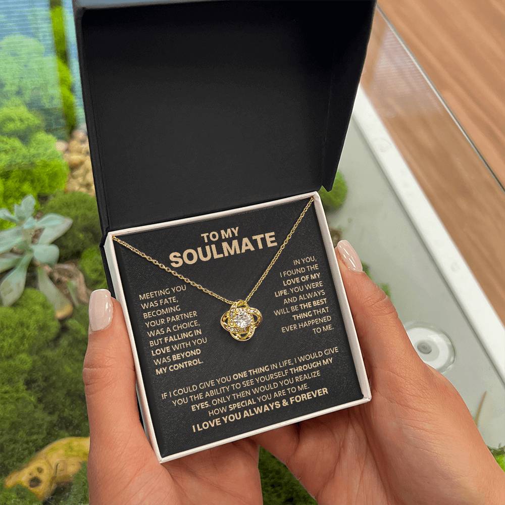 To My Soulmate - Gold  LoveKnot Necklace - DD029