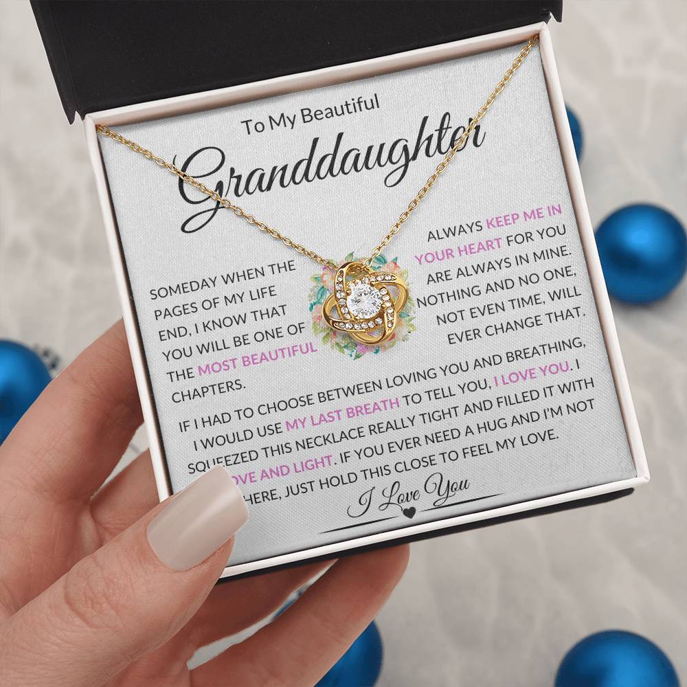 Beautiful Granddaughter Gift "Use My Last Breath" Gold Knot Necklace