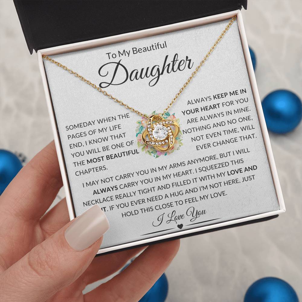 Stunning Daughter Gift "Most Beautiful Chapters" Gold Knot Necklace