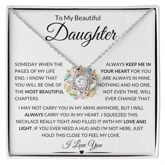 Stunning Daughter Gift "Most Beautiful Chapters" Gold Knot Necklace