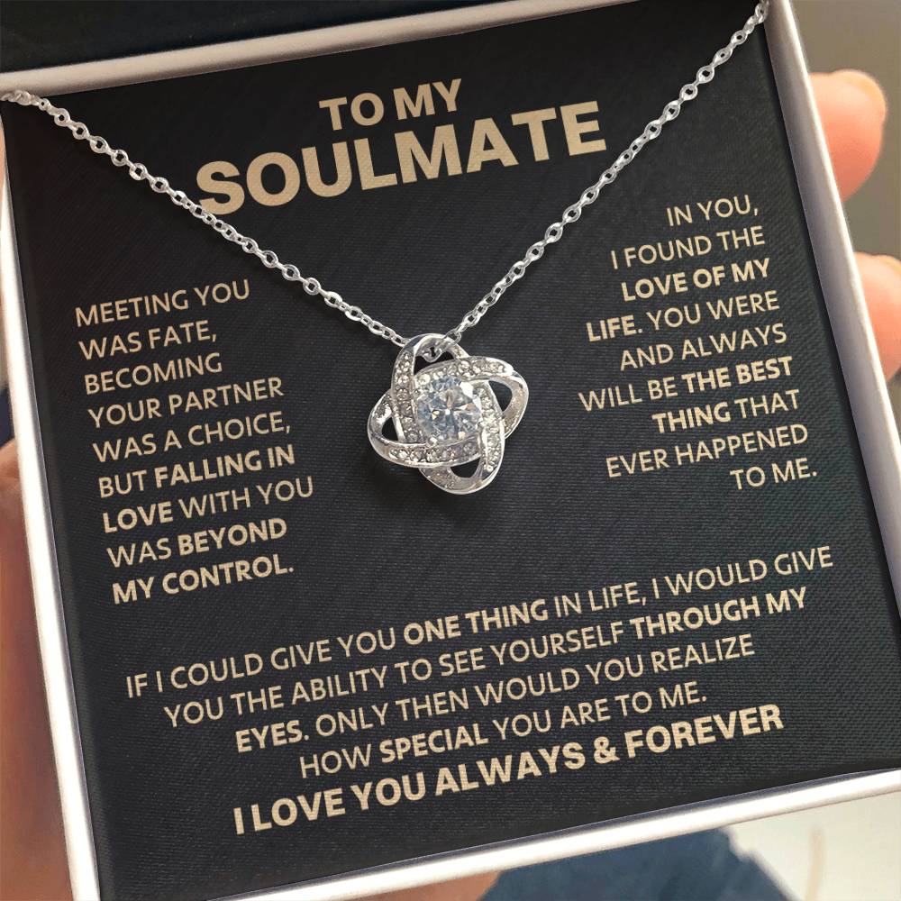 To My Soulmate - Gold  LoveKnot Necklace - DD029