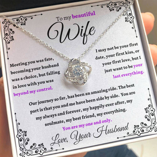 To My Beautiful Wife "You Are My One and Only" Gold Knot Necklace
