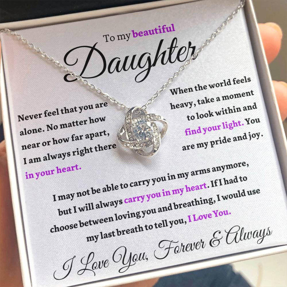 Beautiful Daughter Gift "Forever and Always" Gold Knot Necklace