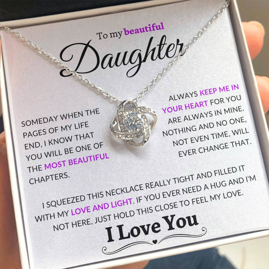 Beautiful Daughter Gift "Love and Light" Gold Knot Necklace