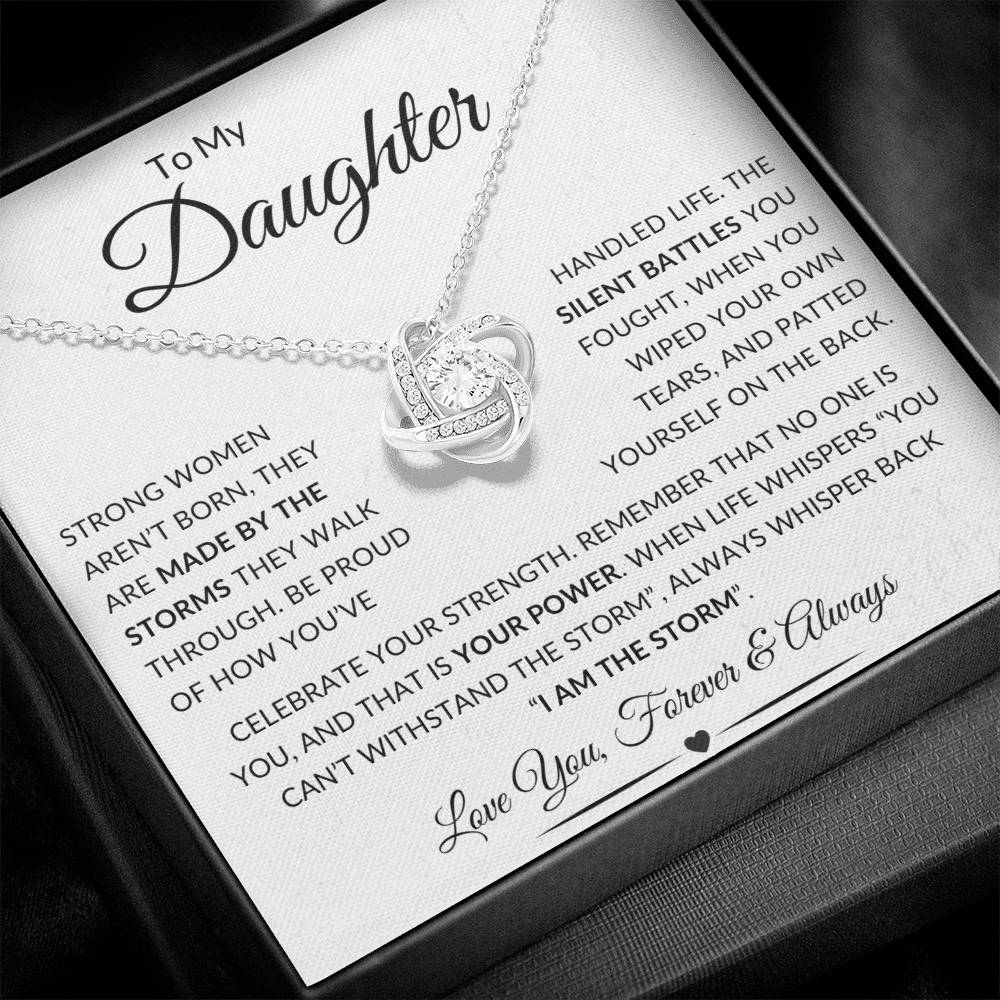 Beautiful Gift For Daughter "I Am The Storm" Gold Knot Necklace