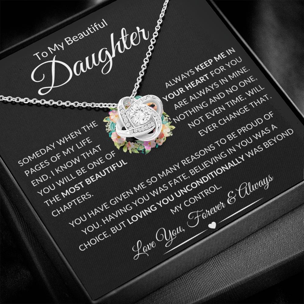 Beautiful Gift For Daughter "Always Keep Me In Your Heart" Knot Necklace - Black