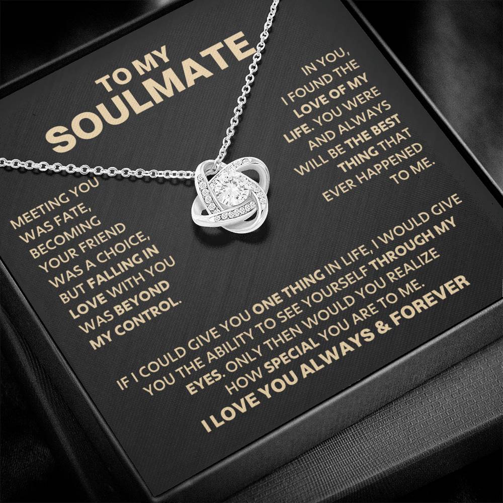 To My Soulmate - Gold  LoveKnot Necklace - DD030