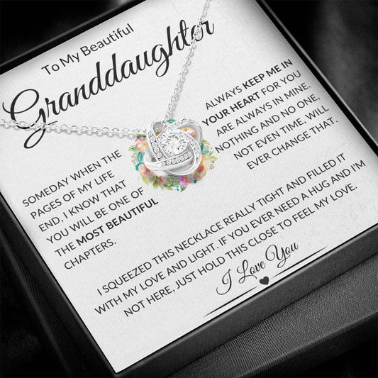 Beautiful Granddaughter Gift "Always Keep Me In Your Heart" Knot Necklace