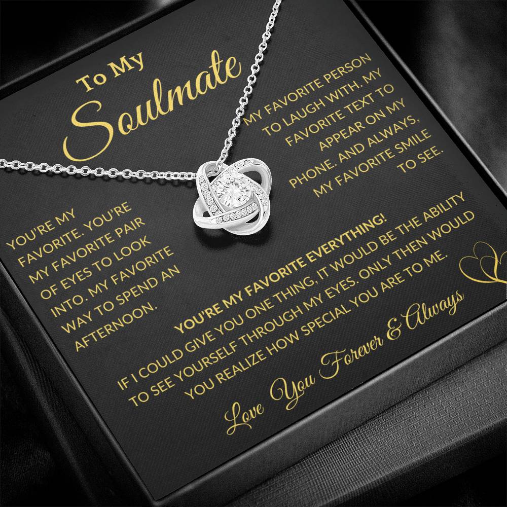 Gift for Soulmate "You Are My Favorite" Gold Knot Necklace