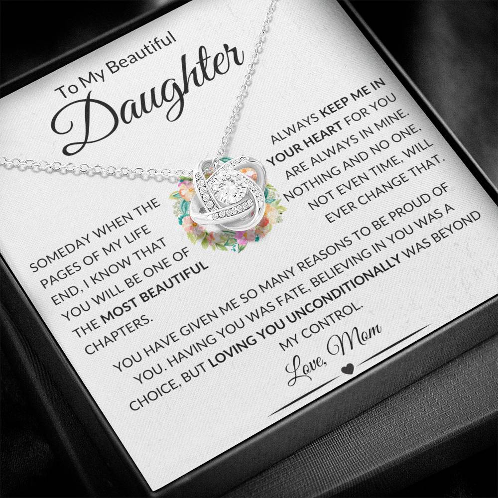 Beautiful Gift For Daughter "Always Keep Me In Your Heart" Knot Necklace - Love Mom