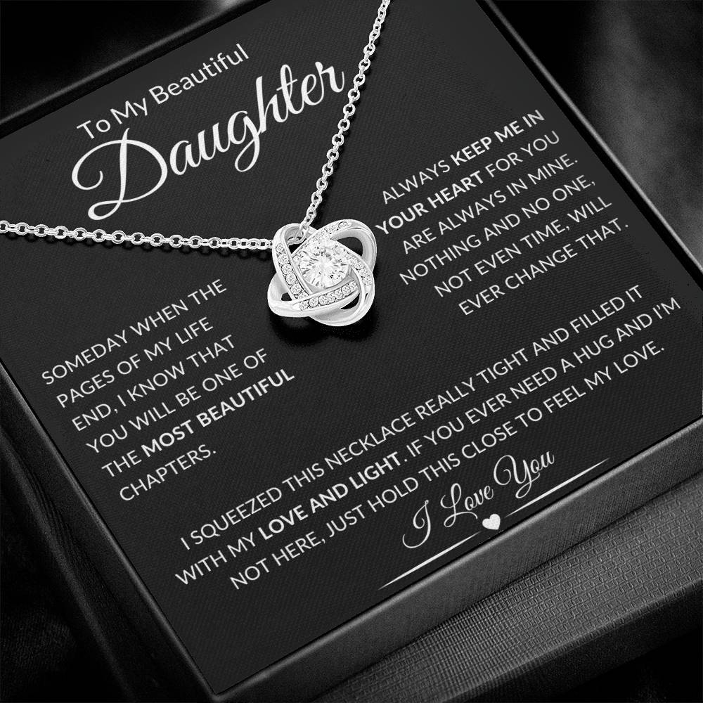 Beautiful Daughter Gift "Love and Light" Gold Knot Necklace