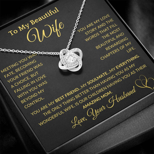 Gift for Wife "You Are My Love Story" Gold Knot Necklace