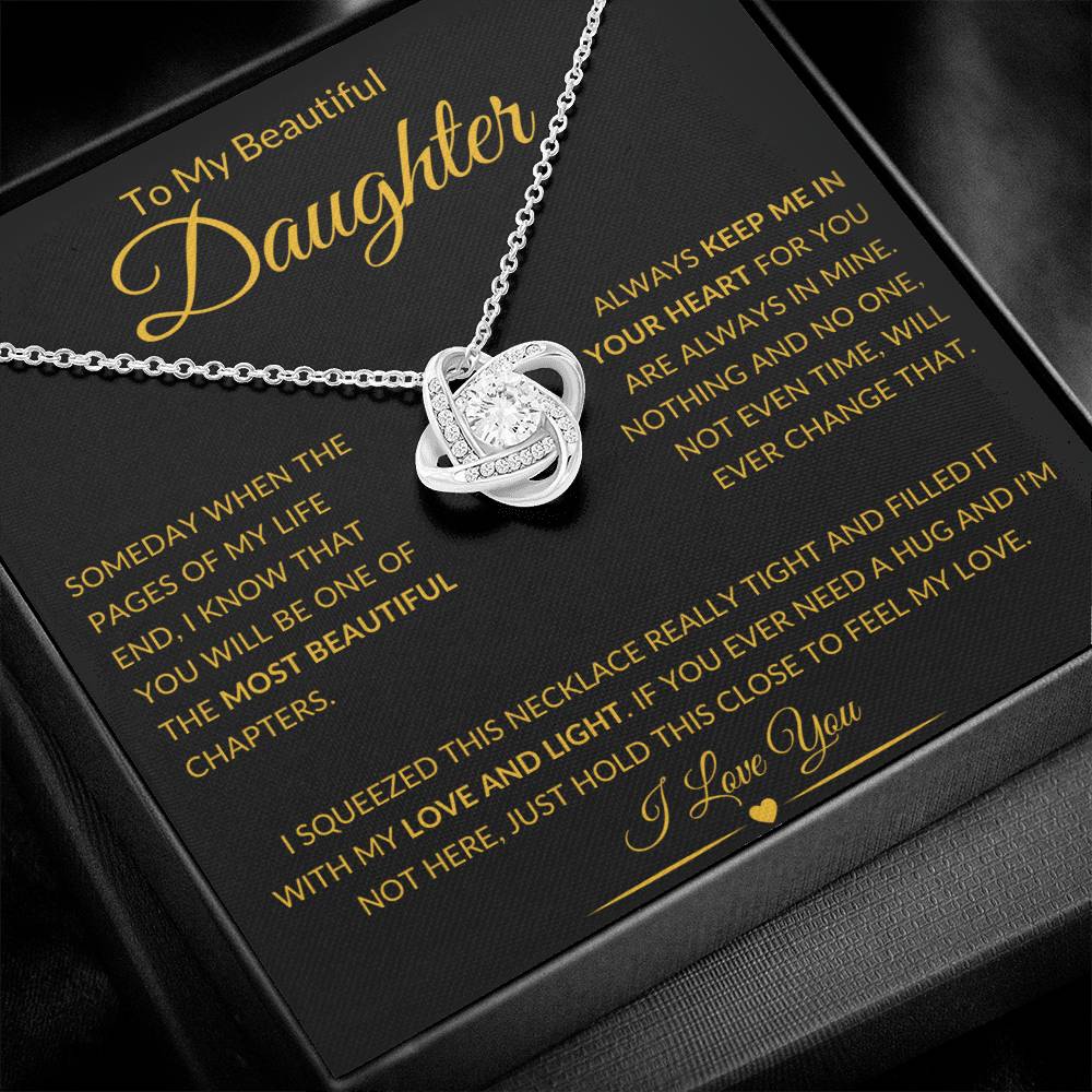 Beautiful Daughter Gift "Love and Light" Gold Knot Necklace