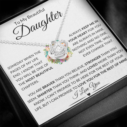 Gorgeous Daughter Gift "Always Keep Me In Your Heart" Knot Necklace